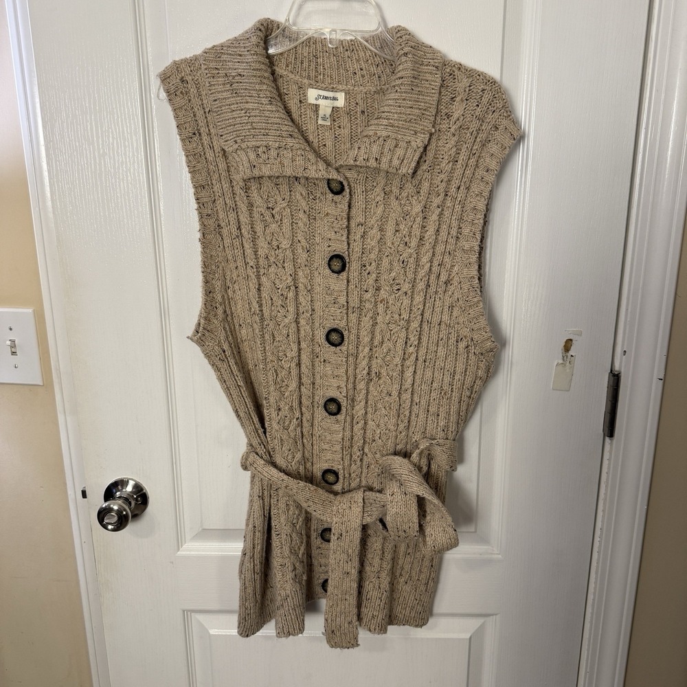 St. John's Bay Vintage Chunky Sweater Vest Women's Size Large XL‎ Beige